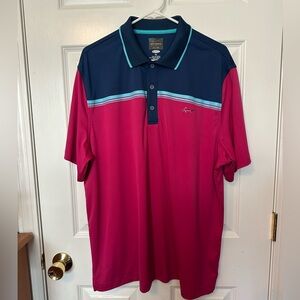 Greg Norman Men's Play Dry Golf Polo in Pink and Navy Sz XL EUC